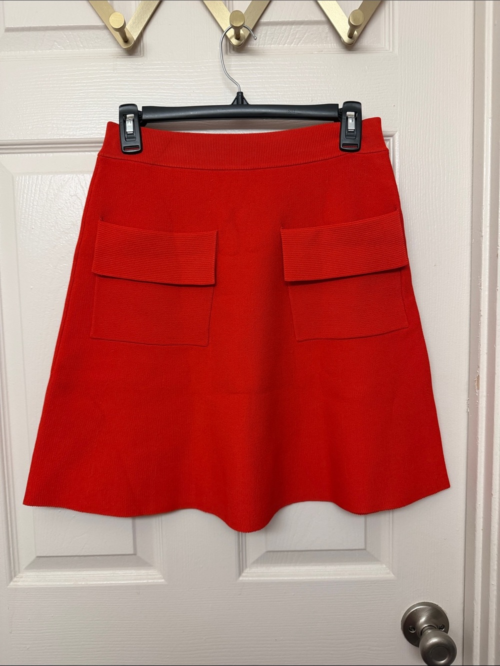 A.L.C. Red A-Line Skirt with Front Flap Pockets
